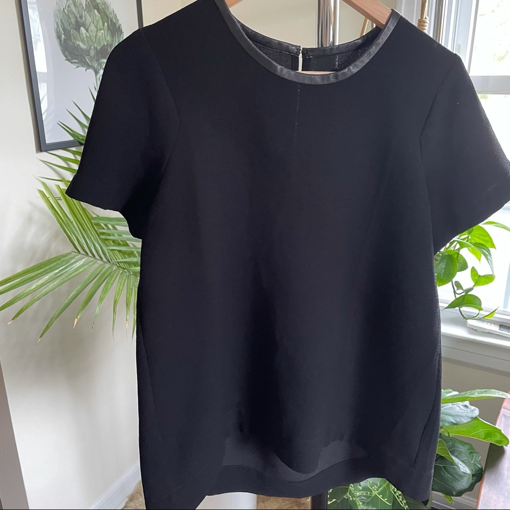 Madewell leather trim crew neck Structured T-shirt